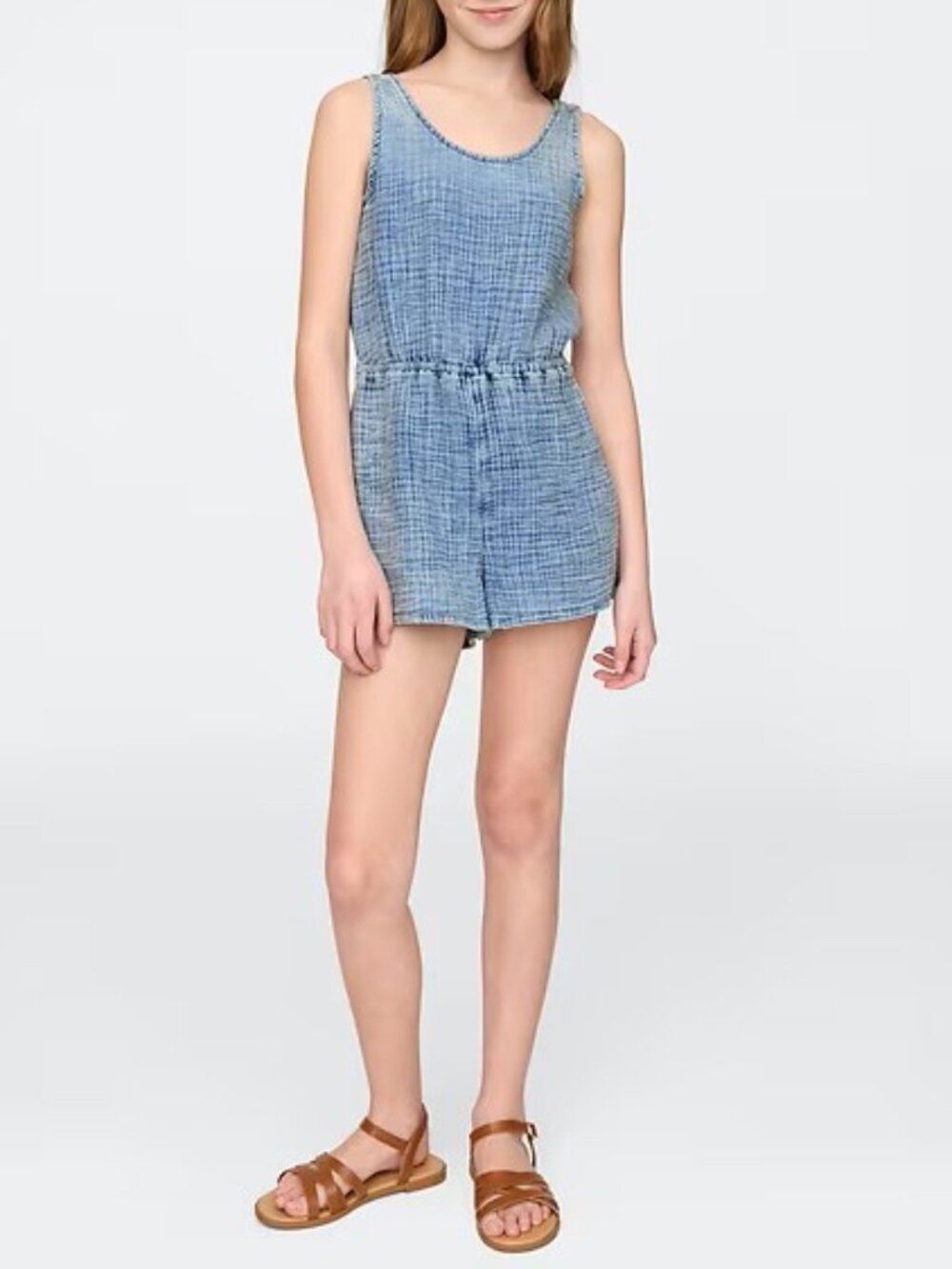 NWT Kids GAP Crinkle Gauze Denim Romper (Blue) XXL 14/16